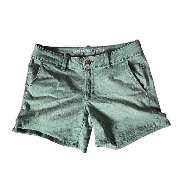 American Eagle Outfitters Women's Super Stretch Green Shorts - Picture 1 of 5